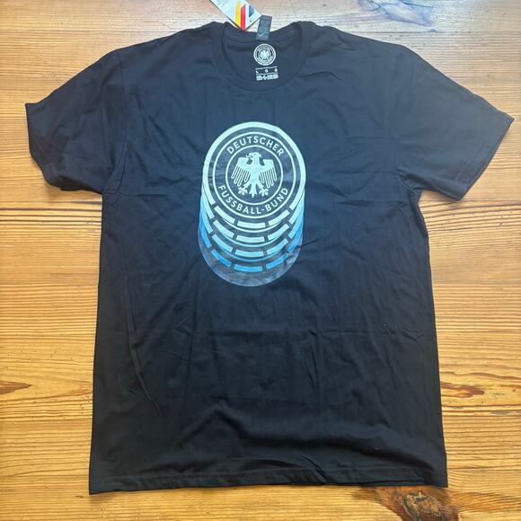 DFB black Germany National Team ripple graphic short sleeve mens shirt SIZE L - Picture 1 of 5